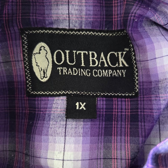 Outback Trading Co. Purple Button Down Plaid Shirt Size 1X - Picture 6 of 6